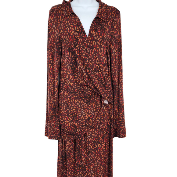 Free People Shayla Floral Long Sleeve Faux Wrap Jersey Maxi Dress Size Large - Picture 2 of 6